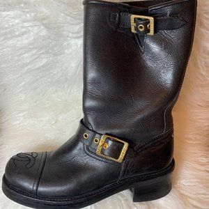 Chanel Vintage Motorcycle High Ankle Leather Boots